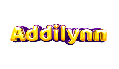 Addilynn girls name sticker colorful party balloon birthday helium air shiny yellow purple cutout