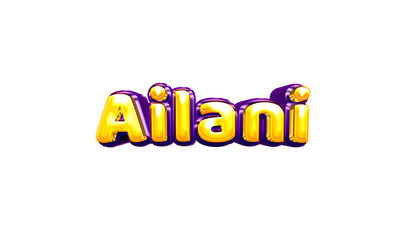 Ailani girls name sticker colorful party balloon birthday helium air shiny yellow purple cutout