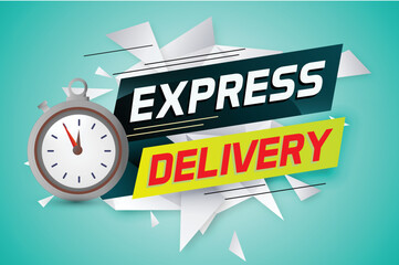 Express delivery word concept vector illustration with stopwatch style for use landing page, template, ui, web, mobile app, poster, banner, flyer, background, gift card, coupon, label
