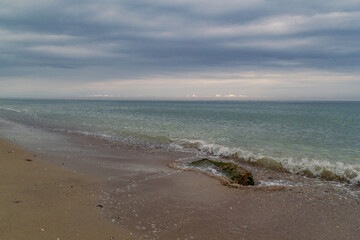 Fototapeta premium Beautiful seaside view landscape photo. Beautiful nature scenery photography with cloudy sky on background. Idyllic scene. High quality picture for wallpaper, travel blog, magazine, article