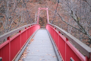 二見吊橋 ふたみつりはし 赤い吊り橋 ダムに架かる橋
