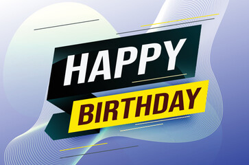 happy birthday word concept vector illustration with blue lines modern futuristic 3d style for landing page template web mobile app poster banner flyer background gift card coupon label wallpaper