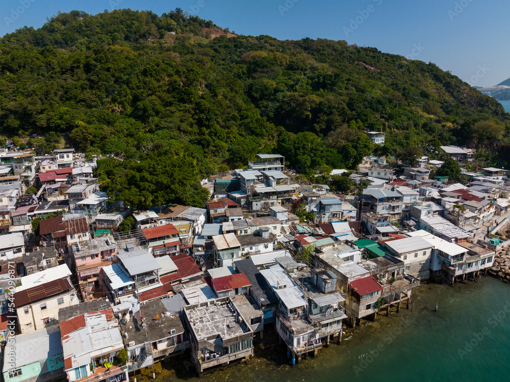 Wall mural Top view of fishing village in Kowloon side