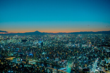 Fototapeta na wymiar 東京　夜景　上空写真　ビル　
