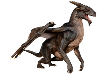 3D Rendering Fairy Tale Dragon on White