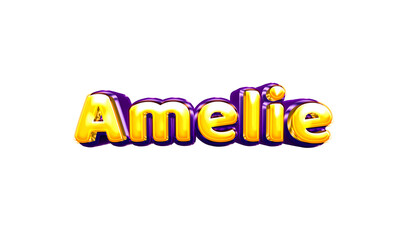 Amelie girls name sticker colorful party balloon birthday helium air shiny yellow purple cutout