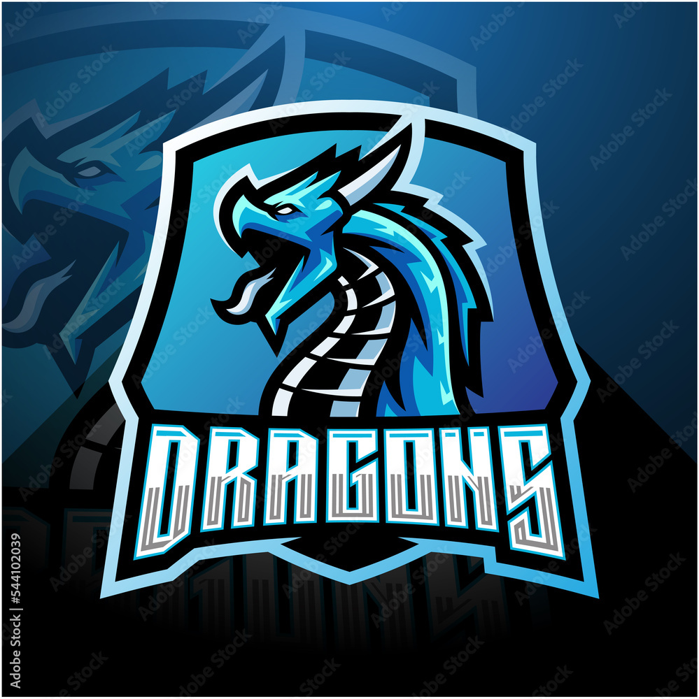 Wall mural Dragon esport mascot logo with shield - Wall murals