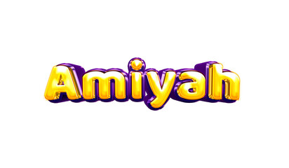 Amiyah girls name sticker colorful party balloon birthday helium air shiny yellow purple cutout
