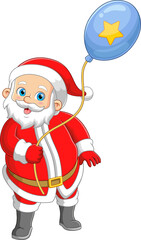 Santa claus holding blue balloon
