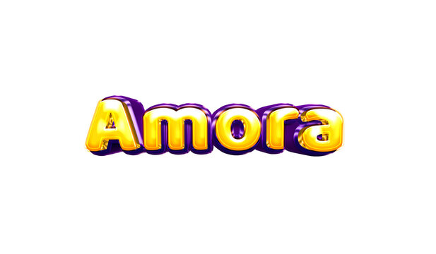 Amora girls name sticker colorful party balloon birthday helium air shiny yellow purple cutout