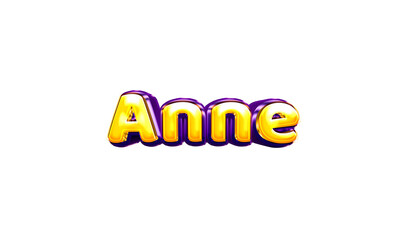 Anne girls name sticker colorful party balloon birthday helium air shiny yellow purple cutout