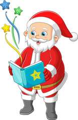 Santa claus reading a magic book