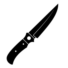 Hunting knife icon. Black knife icon isolated on white background. Vector illustration in flat design.
