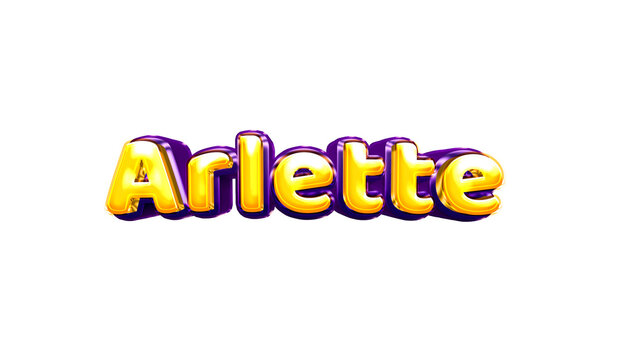 Arlette girls name sticker colorful party balloon birthday helium air shiny yellow purple cutout