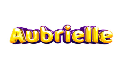 Aubrielle girls name sticker colorful party balloon birthday helium air shiny yellow purple cutout