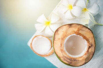 coconut juice . Fresh coconut water, young coconut drink.