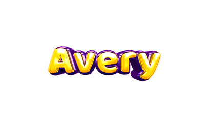 Avery girls name sticker colorful party balloon birthday helium air shiny yellow purple cutout