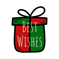 Doodle cute holiday merry christmas postcard vector illustration