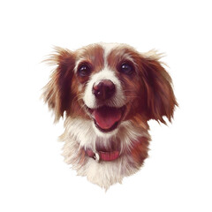 Realistic Portrait of a small domestic dog isolated on white background. Toy terrier, lap dog. Cute puppy. Hand drawn pet illustration. Animal art collection. Design template. Good for T shirt, pillow