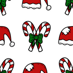 Doodle Christmas and new year vector seamless pattern