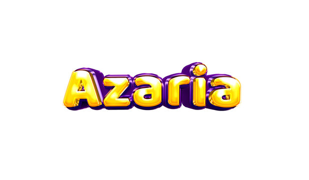 Azaria girls name sticker colorful party balloon birthday helium air shiny yellow purple cutout