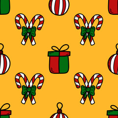 Doodle Christmas and new year vector seamless pattern