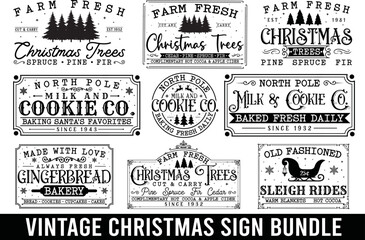 vintage Christmas sign bundle © MD
