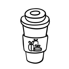 Doodle Christmas coffee cup to go