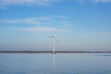 A wind turbine in the sea