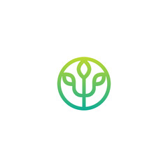 psychology blooming symbol. Greek letter Psi with leaves in circle. Neuropsychology, education symbol. psychologist logo isolated on white. Psychotherapy concept. Vector illustration