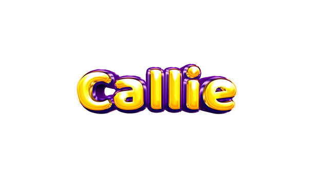 Callie girls name sticker colorful party balloon birthday helium air shiny yellow purple cutout