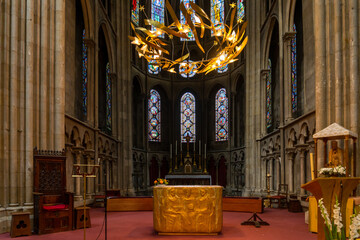 Fototapeta na wymiar close-up view of the main altar inside the Notre-Dame of Dijon Church
