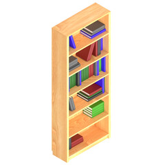 3D rendering illustration of a bookshelf