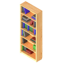 3D rendering illustration of a bookshelf