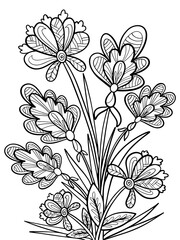 abstraction of flowers coloring page contour drawing doodle sketch vector isolated on a white background black and white illustration of a plant
