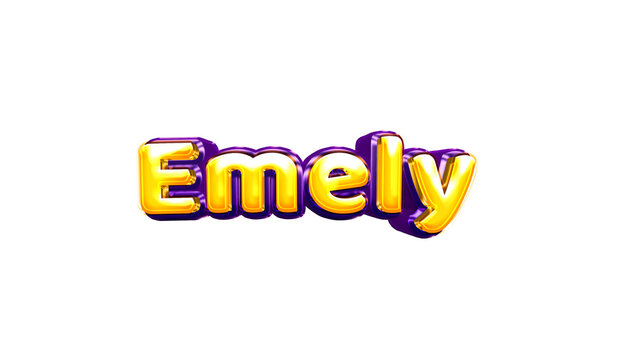 Emely girls name sticker colorful party balloon birthday helium air shiny yellow purple cutout