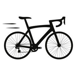 ikona rower szosowy, wektor rower czarny na białym tle  - obrazy, fototapety, plakaty