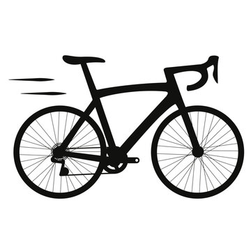 ikona rower szosowy, wektor rower czarny na białym tle 