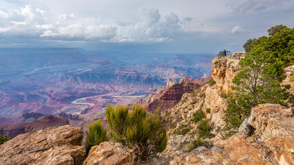 Fototapeta na wymiar Clearing Monsoon rain storm at Navajo Point - Grand Canyon National Park - South Rim