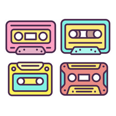 Cassette Line Fill Color Icon