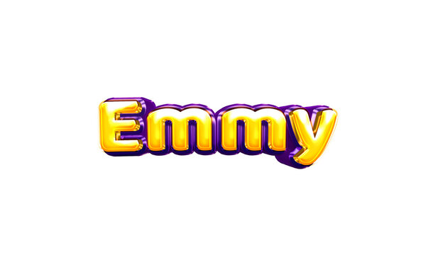 Emmy girls name sticker colorful party balloon birthday helium air shiny yellow purple cutout