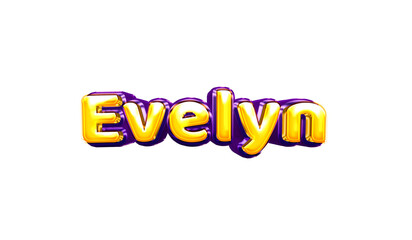 Evelyn girls name sticker colorful party balloon birthday helium air shiny yellow purple cutout