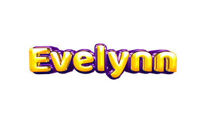Evelynn girls name sticker colorful party balloon birthday helium air shiny yellow purple cutout