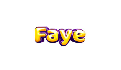 Faye girls name sticker colorful party balloon birthday helium air shiny yellow purple cutout