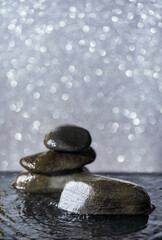 stone podium with water