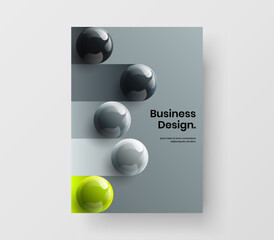 Trendy realistic spheres catalog cover template. Amazing flyer A4 vector design layout.