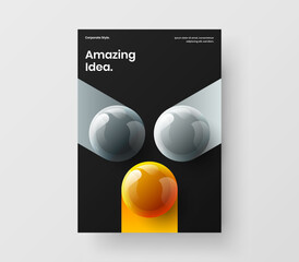 Abstract placard A4 design vector layout. Clean realistic balls pamphlet concept.