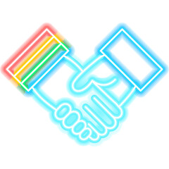 Handshake LGBT Neon Sign. Illustration of Hands Promotion.
