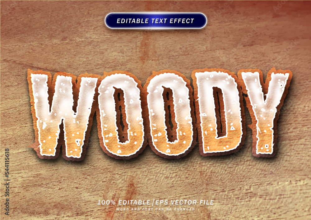 Poster woody text edtable text effect style. mockup text effect