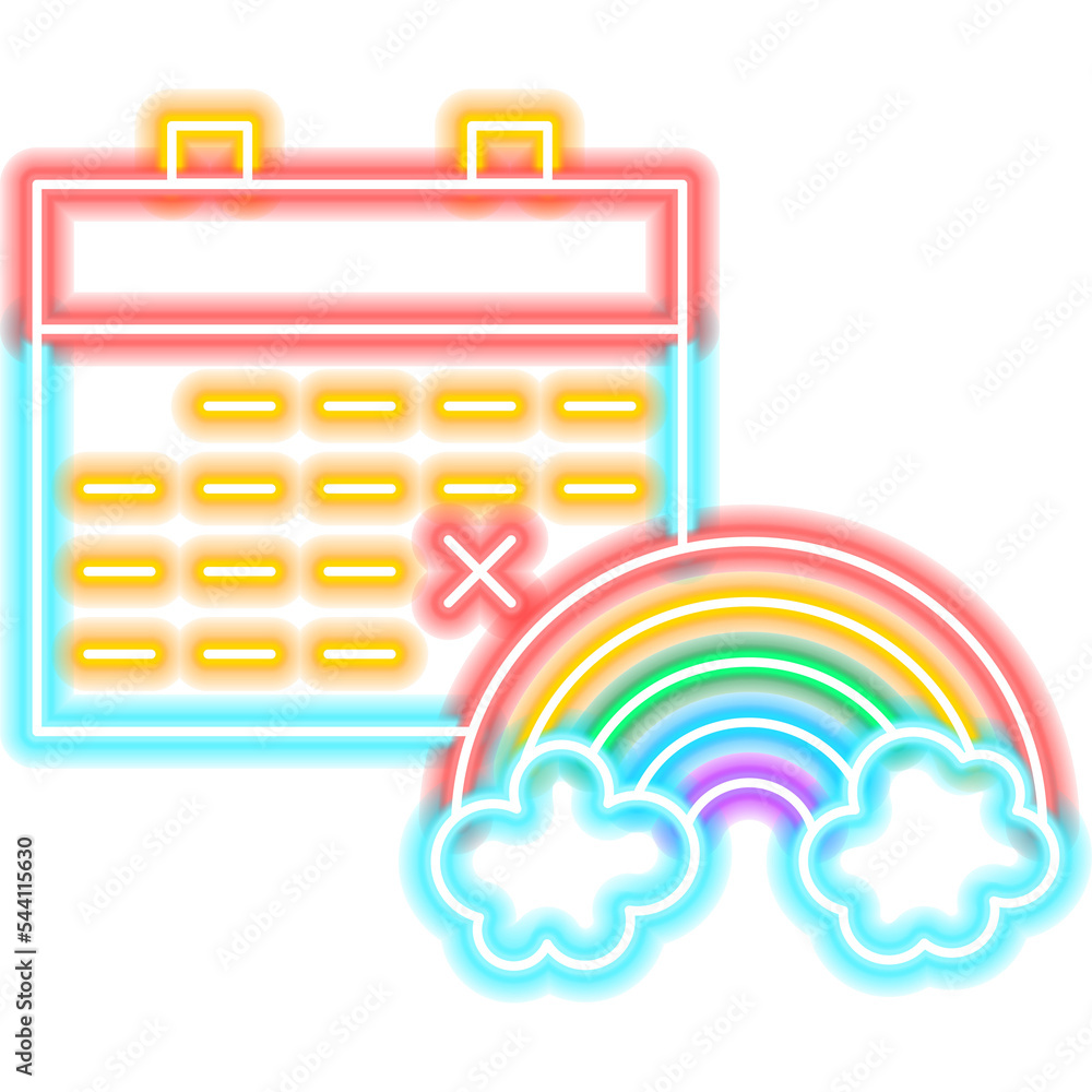 Sticker Pride Month Neon Sign. Illustration of LGBT Promotion.